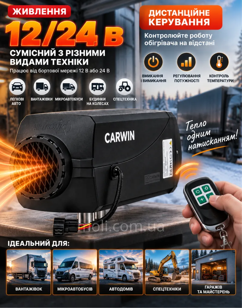 Живлення 12/24 В, дистанційне керування