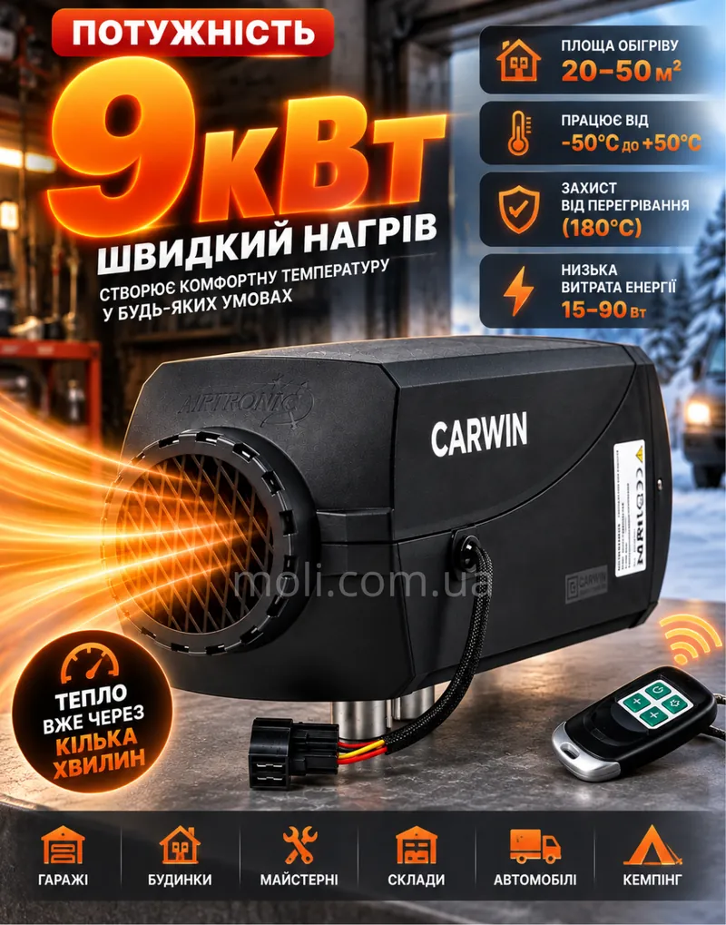 Потужність 9 кВт, швидкий нагрів